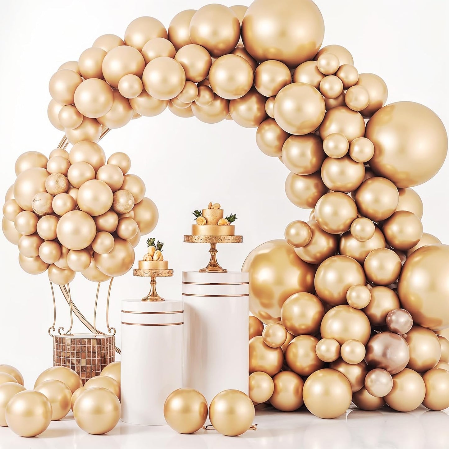 Pearl Nude Double-Stuffed Balloons Arch Garland Kit, 60 Pack 18/12/10/5 Inch Different Size Pearl Beige Apricot Balloons for Wedding Bridal Shower Anniversary Birthday Baby Shower Decor