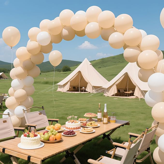 White Sand Balloons, 160Pcs 5 Inch Small Cream Balloon, Latex Ballons, Globos Beige, Neutral Retro White Balloons for Boho Birthday Decorations, Pearl White Gender Reveal Party Supplies