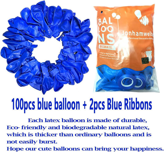 Jonhamwelbor Royal Blue Balloons 100 Pack 12 inches - Blue Helium Balloons - Matte Dark Blue Latex for Wedding Birthday Baby Shower Under Sea Party Graduation Decorations