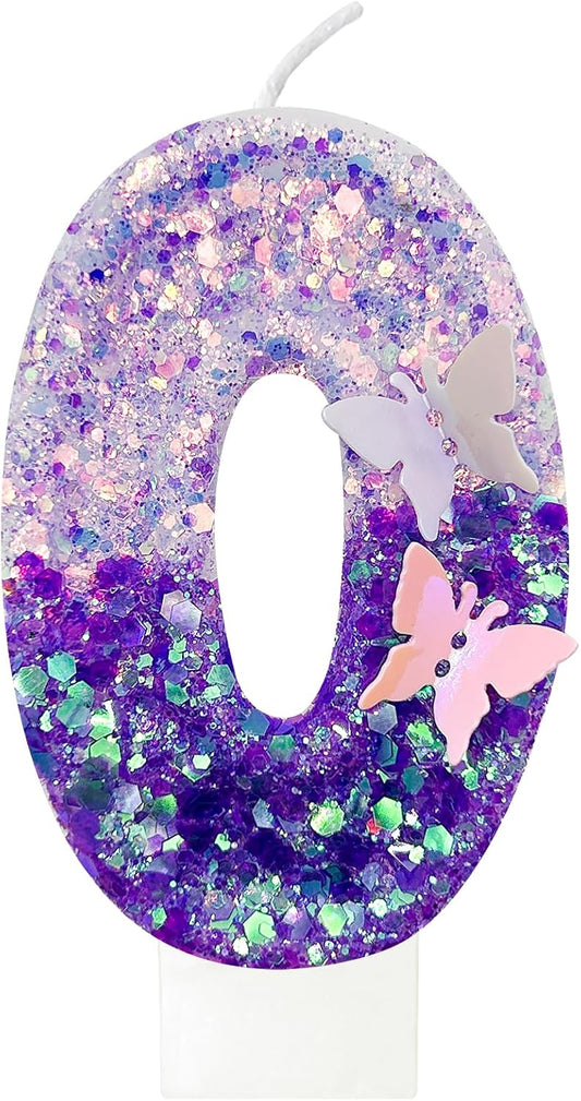 Birthday Candle for Cake，Butterfly Cake Toppers，Butterfly Birthday Decorations，Purple Birthday Candles，for Birthdays,Theme Parties, Celebration, Anniversary