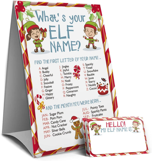 Christmas Games Sign - What's Your Elf Name Game, Christmas games for families, Christmas Party Games, Holiday games（32C）