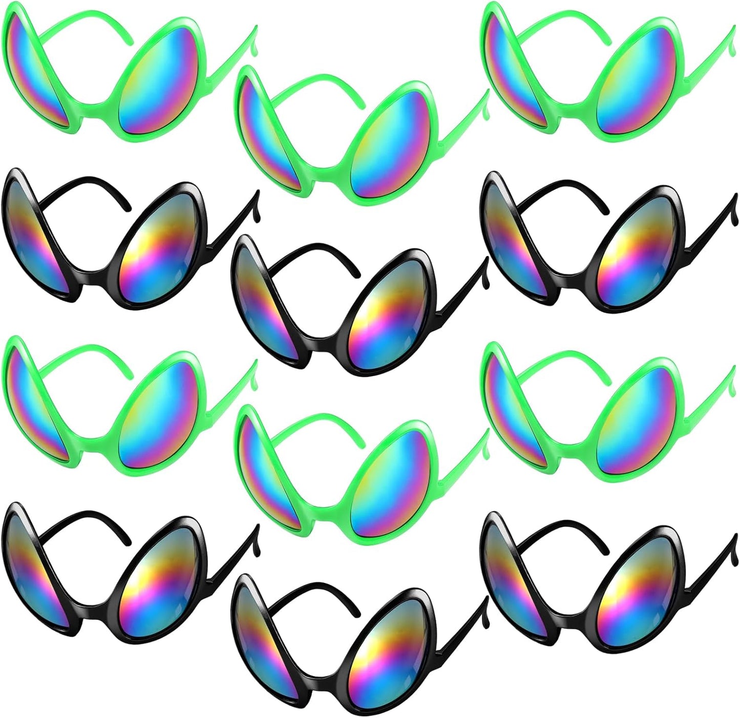 Bencailor 12 Pack Halloween Alien Glasses with Lenses Funny Glasses for Alien Costume Accessories Halloween Night Party Favor(Mixed Colors)
