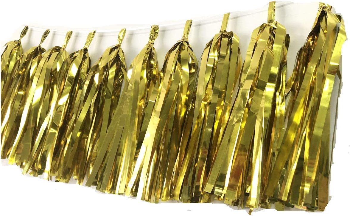 Tissue Paper Tassels Garland Banner Table Decor Party Banner Wedding Birthday Baby Shower Nursery Party Decorations Supplies (20, Gold)