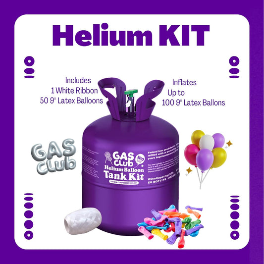 22L Helium Tank Up To 100 Latex Balloons, Helium Tank For Balloons At Home, Includes Latex Balloons and Ribbons.