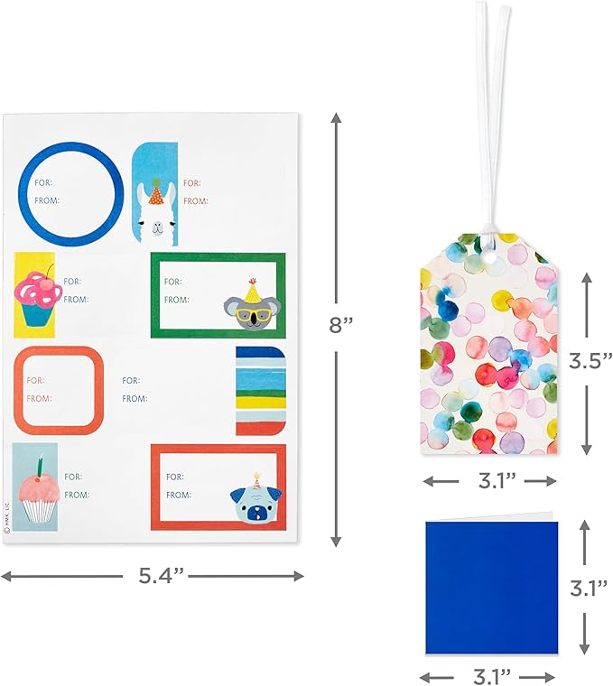 Hallmark Gift Tags and Stickers (64 Stickers, 8 Tags, 8 Mini Notecards) for Valentines Day, Birthdays, Weddings, Graduations, Bridal Showers