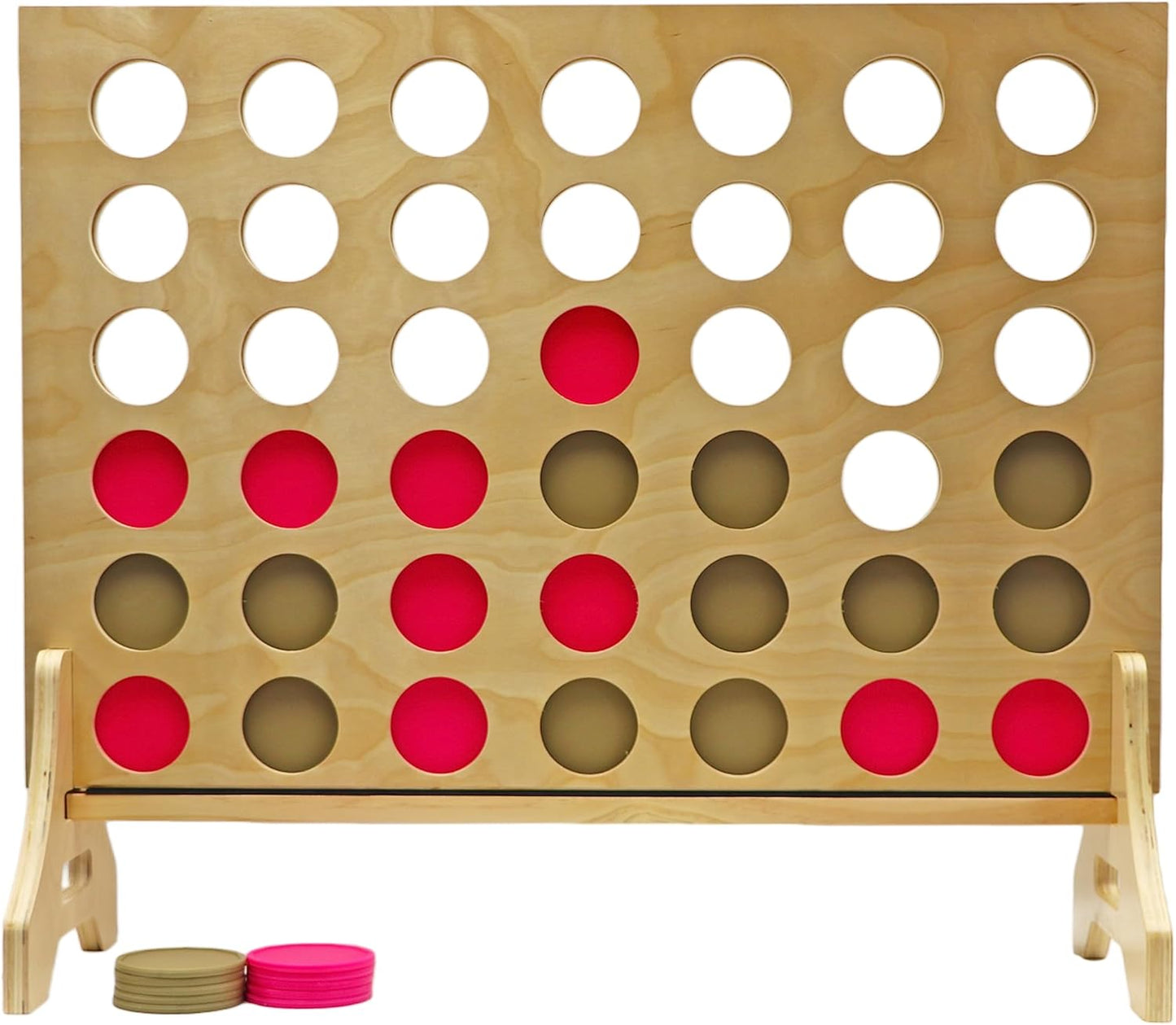 Tailgating Pros Premium Giant Four in a Row with Carrying Case - Jumbo Oversized Outdoor Yard Game - Connect Multiple Pucks in a Row to Win - Many Puck Colors Available!