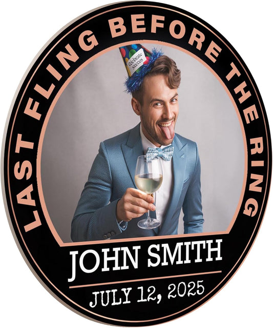 60 Pack Personalized Bachelor Party Coasters, Custom Cardboard Drink Coasters with Photo Print and Text, Fun Bachelor Party Favors and Gifts, 3.95" Round, Design 4