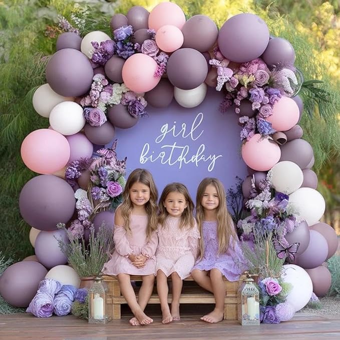 Dusty Purple Balloons Double Stuffed Dark Purple Balloons 18/12/5 Inch Retro Lilac Pastel Lavender Balloon Garland Arch for Wedding Birthday Baby Shower Bridal Shower Mother's Day Party Decorations