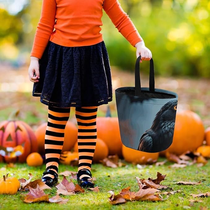 Halloween Candy Bucket - Frightening Halloween Crow Trick Or Treat Candy Bag, Gift Bag for Party Favor Supplies