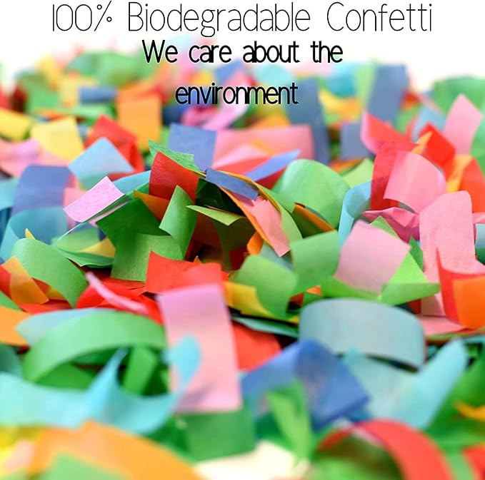 Legend & Co. 12 inch Confetti Cannons Multicolor | Biodegradable Confetti & Air Powered | Launches 20-25ft | Celebrations, New Year's Eve, Birthdays and Weddings (5 Pack)