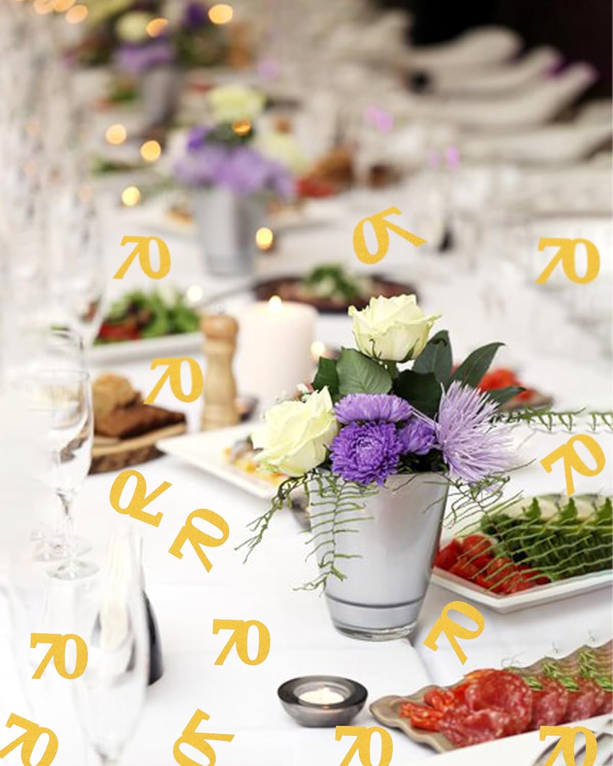 Number 70 Confetti Birthday Decorations - Gold Glitter 70th birthday Confetti Table Scatters Decorations Supplies for Birthday Anniversary Party
