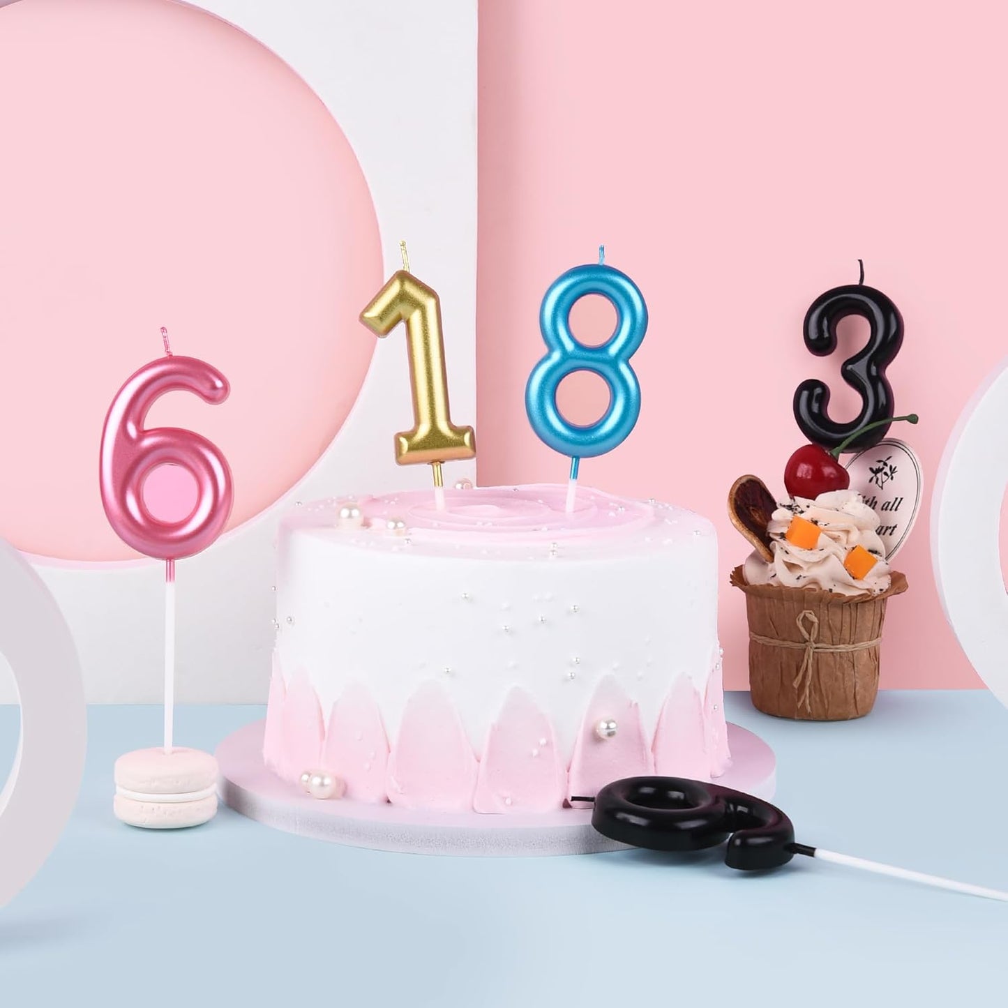 PHD CAKE 2.76 inch Classical Gold 0 Number Birthday Candles, Gold Number Candles, Cake Number Candles, Party Celebration