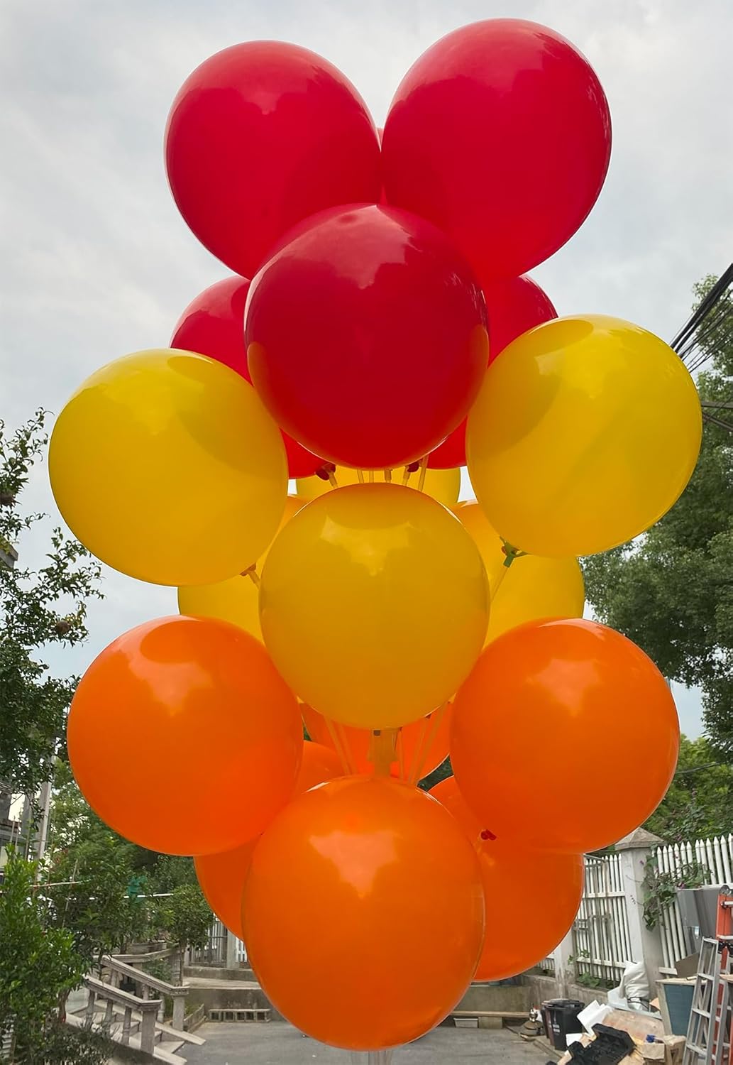 60 Pcs 12-Inch Latex Balloons in Yellow, Orange, and Red - Thanksgiving Day, Valentine's Day, Graduations, Birthday, Fall Celebrations,Baby Shower, Party Supplies