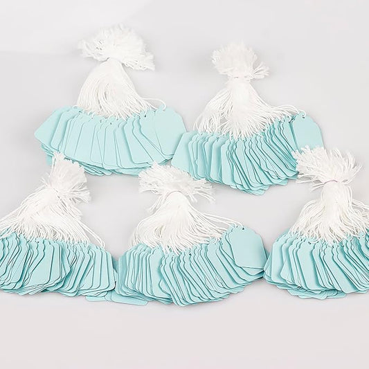 Price Tags with String Attached, 500 PCS Marking Tags for Crafts, Clothing and Gift Wrap (1.88"x1.18",Pale Blue)