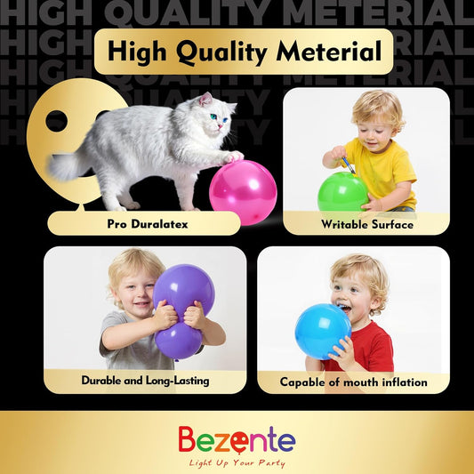 Bezente Pro Duralatex Metallic Gold Balloons - 100 Pack 12 inch Extra-Thick Gold Balloons for Long-Lasting Professional Party Decorations, Large New Year Birthday Wedding Anniversary graduation