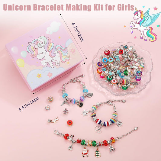 Emibele Girls Charm Beads Bracelet Making Kit, 87pcs Christmas-Themed Jewelry Making Kit for Kids Age 5-12, DIY Arts Crafts Toys for Teens Girls Holiday Gift Choices on Birthday Valentines Xmas