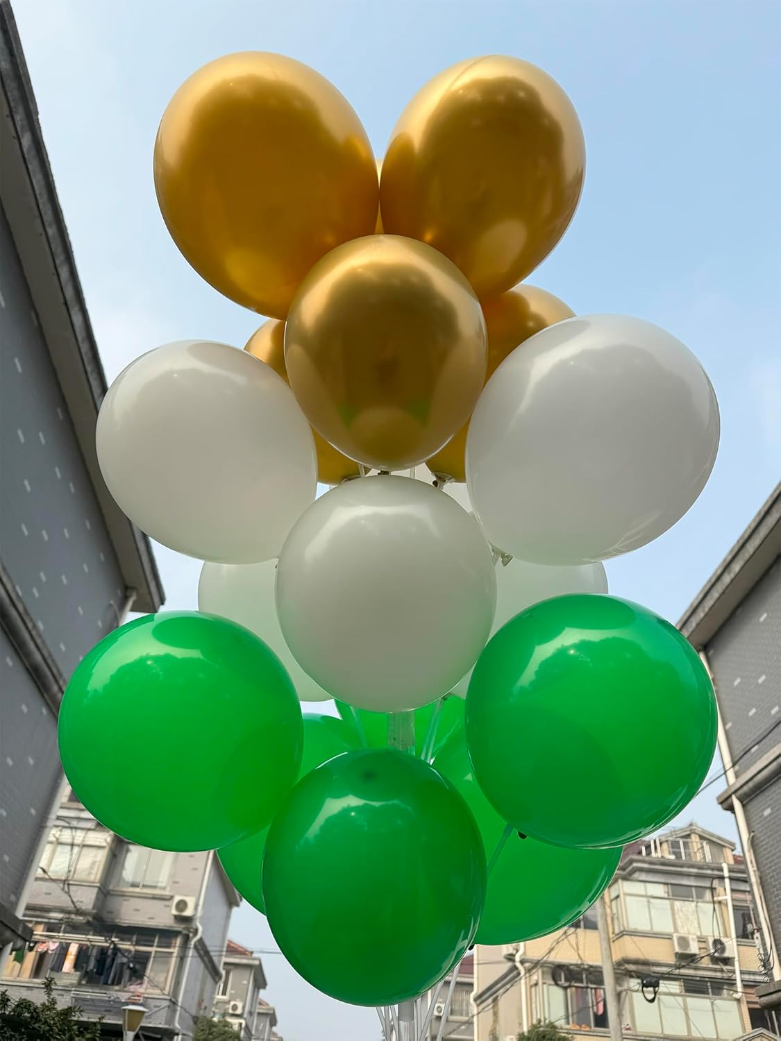 60 Pack 12 Inch Latex Balloons - Green White Gold for St. Patrick's Day, Spring Summer Decor, Birthday Graduation Wedding Baby Shower Party Supplies