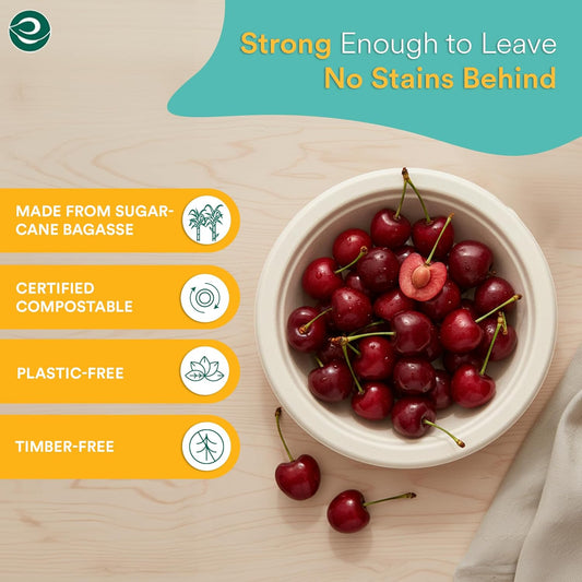 ECO SOUL 100% Compostable 12 Oz Soup Bowls [4 Packs of 125] Disposable dessert bowls I Heavy duty paper bowl I Eco-friendly salad bowl I Biodegradable large Bowls
