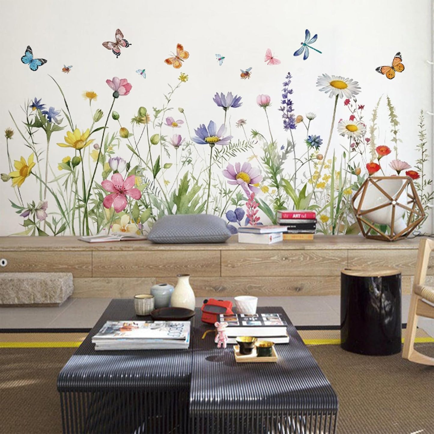 Flower Wall Murals Peel Plant Wall Stickers Room Wall Decals Decor for Bedroom Wall Stickers for Living Room Wall Decor Stickers & Murals 3D DIY Wall Art as Decorations B