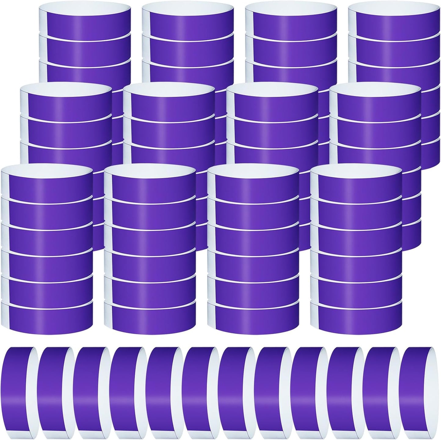 1200 Pcs Plastic Paper Wristbands for Events Neon Color Wrist Bands Concert Identification Wristbands Paper Bracelets Wristbands Party Hand Bands (Purple)