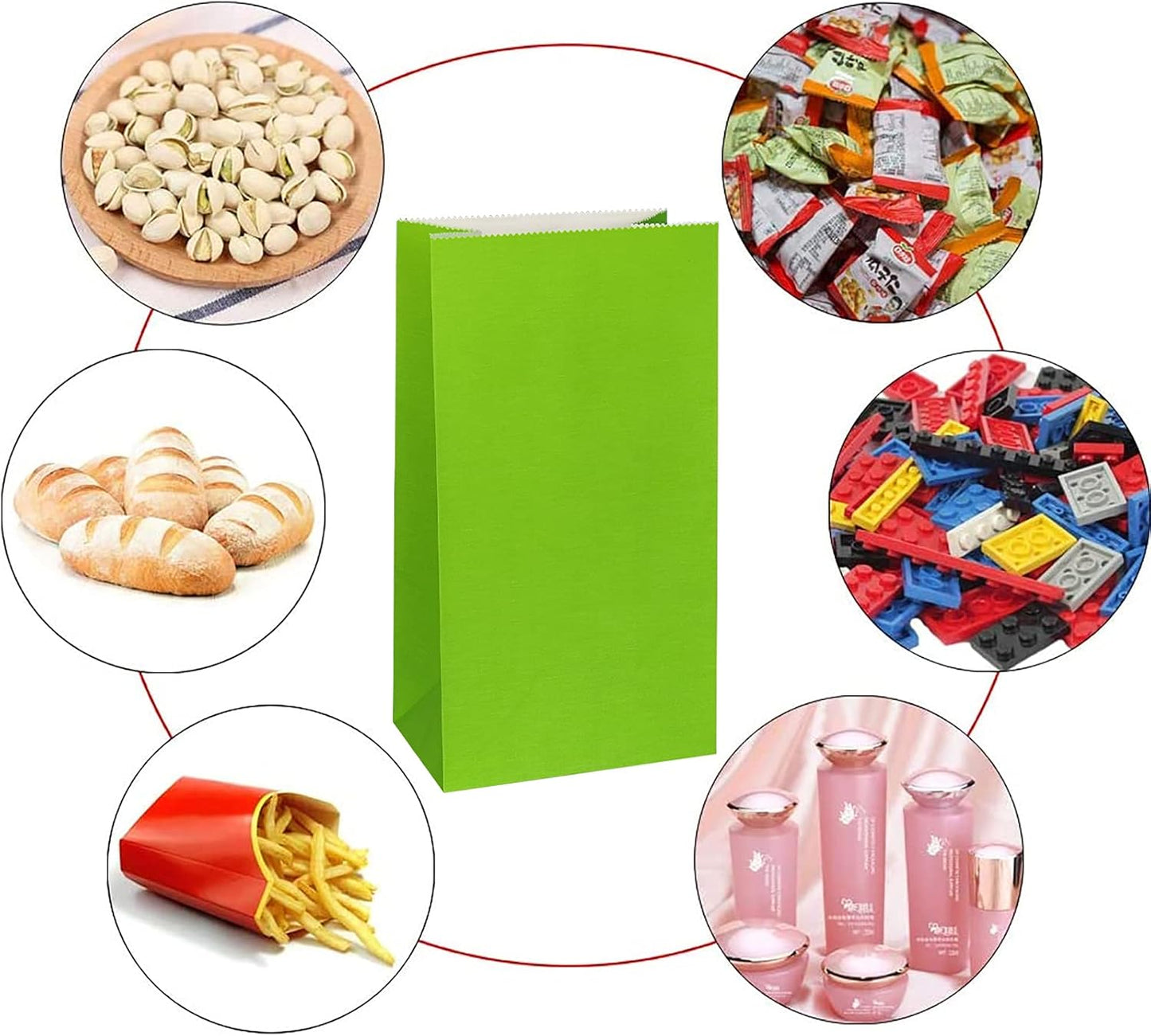 KEYYOOMY Green Paper Bags Small Green Paper Lunch Bags Party Favor Bag Goodie Bag for Wedding Birthday Party (72 CT, 3 Sizes)