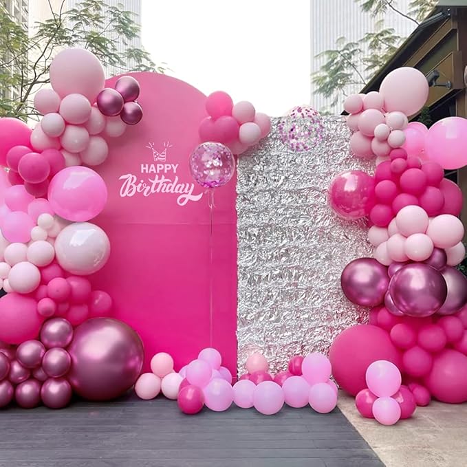 ZHIYAPA Pink Balloon Garland Arch Kit, 167Pcs Hot Light Pastel Latex Metallic Shades of Pink Balloons for Birthday Bridal Baby Shower Wedding Party Decorations