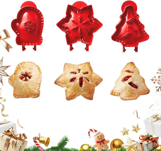 Holiday Mini Pie Mold, Hand Pie Press Molds Maker for Christmas Party Potluck Baking, Dough Presser Pies Molds for Fall, Thanksgiving & Christmas Festivals (3 Pcs-A)