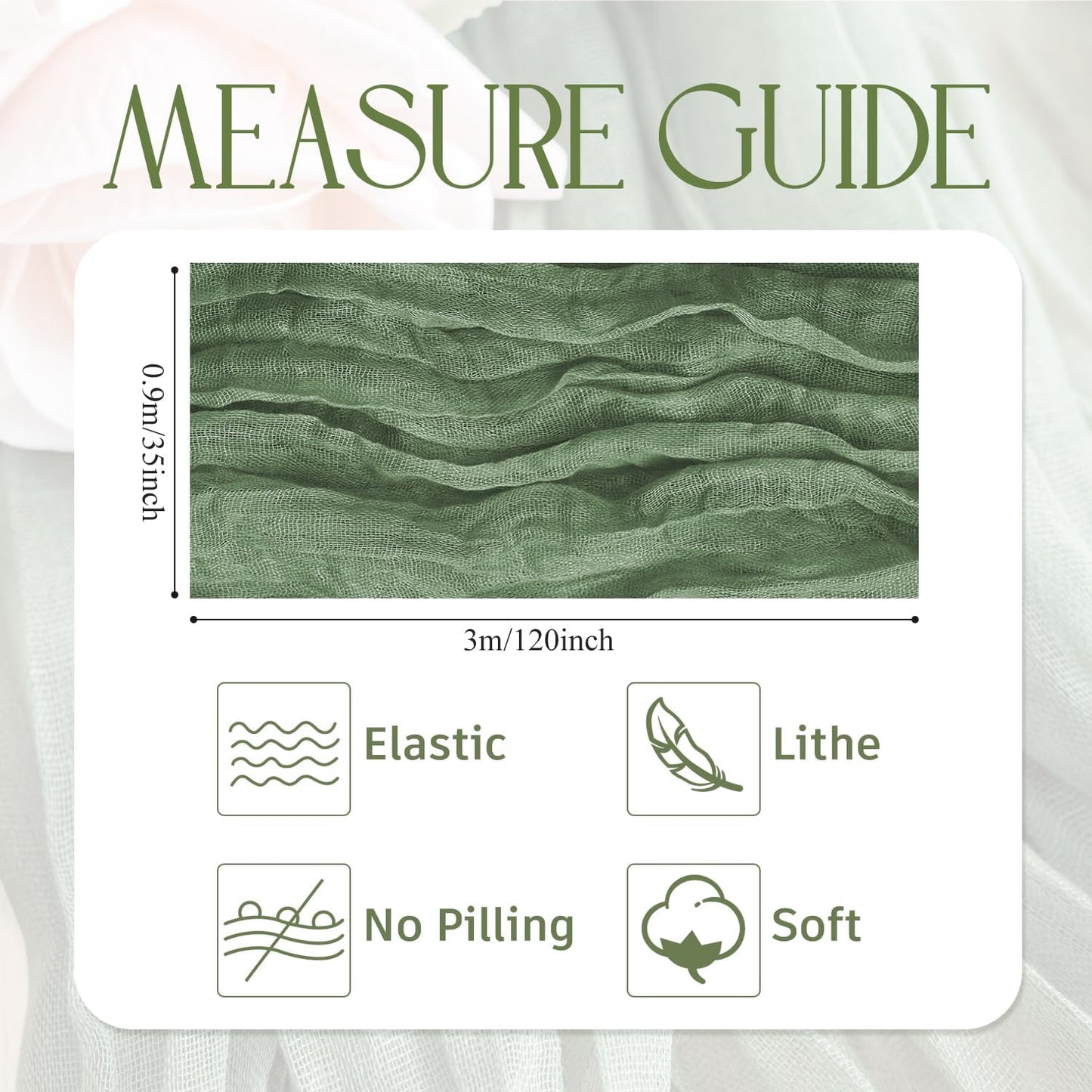 Wokceer Cheesecloth Table Runner 10FT Sage Green Boho Gauze Christmas Fall Cheese Cloth Table Runner for Party Long Rustic Sheer Thanksgiving Table Runners for Baby Bridal Shower Wedding Easter Table