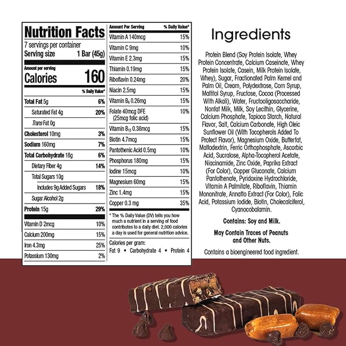 BestMed - High Protein Nutrition Bar - Low-Carb, 15g Protein, Low Sugar, High Fiber, Low Calorie, Meal Replacement Bar (Caramel Cocoa, 2 Box - 14 Count)