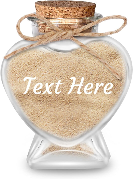 Personalized Heart Glass Honeymoon Sand Keepsake Jar, Custom Name Wedding Gift, Engagement Gift