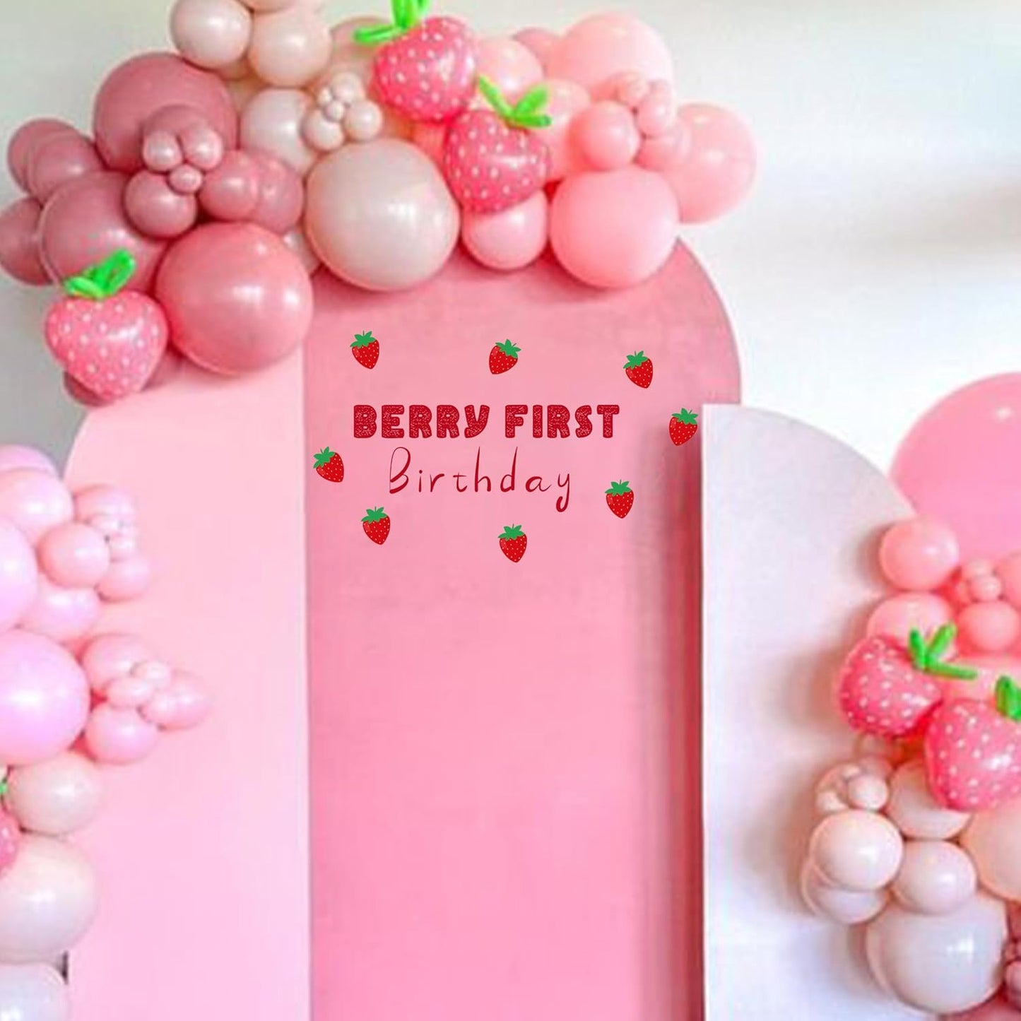 Berry First Birthday Decal - Strawberry Berry Theme Baby 1st Birthday Party Decorations Supplies Wall Sticker,Berry First Birthday Sign Balloon Arch Background Wall Decoration Sticker