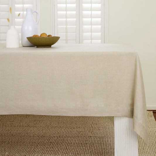 Solino Home Natural Linen Tablecloth 52 x 52 Inch - 100% Pure Linen Square Table Throw - Fete, Machine Washable Table Cloth for Fall, Autumn, Thanksgiving, Christmas, Holiday