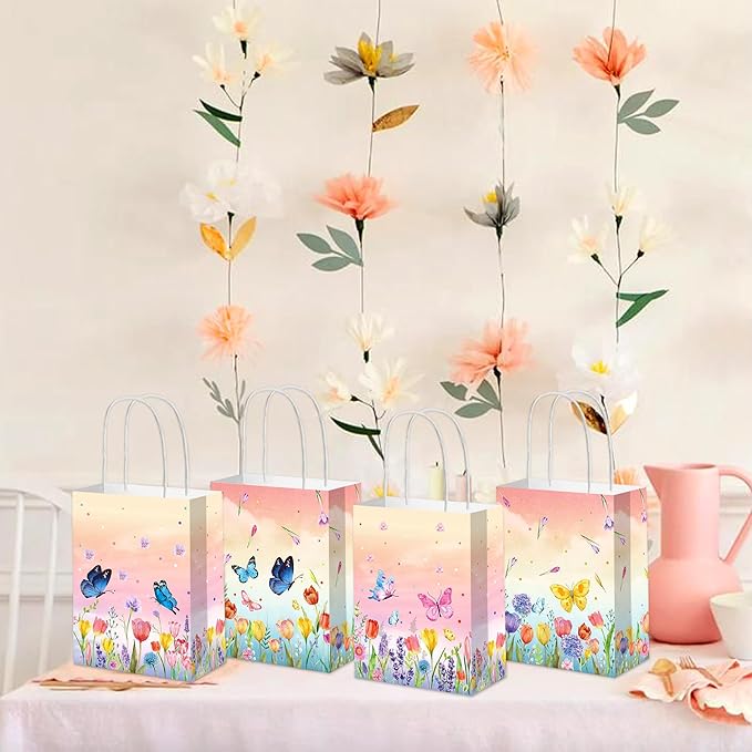 JeVenis 12 PCS Wildflower Party Favor Gift Bags Treat Candy Goodies Bags for Floral Flower Bridal Shower Baby Shower Birthday Wedding Party Supplies