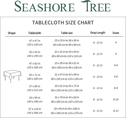 SEASHORE TREE Rectangle Tablecloth Linen Textured Table Cloths 57 x 118 Inch Waterproof Spill-Proof Wipeable Wrinkle Free Dining Table Cover for Buffet Party Wedding Outdoor and Indoor Use, Beige
