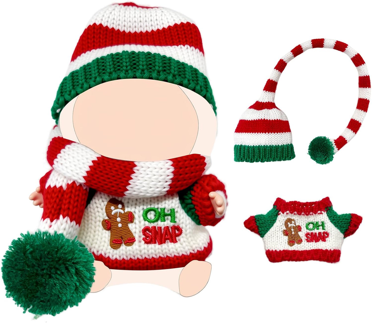 17cm Doll Clothes,15cm Dolls Christmas Outfit Set,Accessories for Dolls,Christmas Clothes Set (No Doll) (Green+Red 02)
