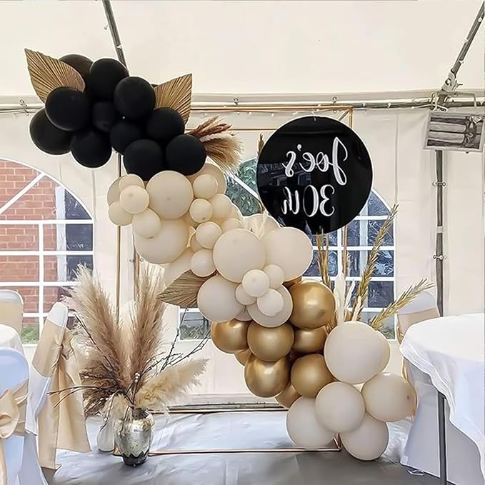 RUBFAC 120pcs Balloons for Birthday Baby Shower Graduation Anniversary Wedding Party Supplies Garland Arch Decoration,12 Inches,Sand White