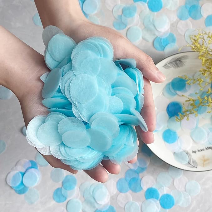Tissue Paper Confetti 5000 Pieces Blue Round Confetti 1 inch Paper Circle Confetti Dots for Table Wedding Birthday Party Decoration