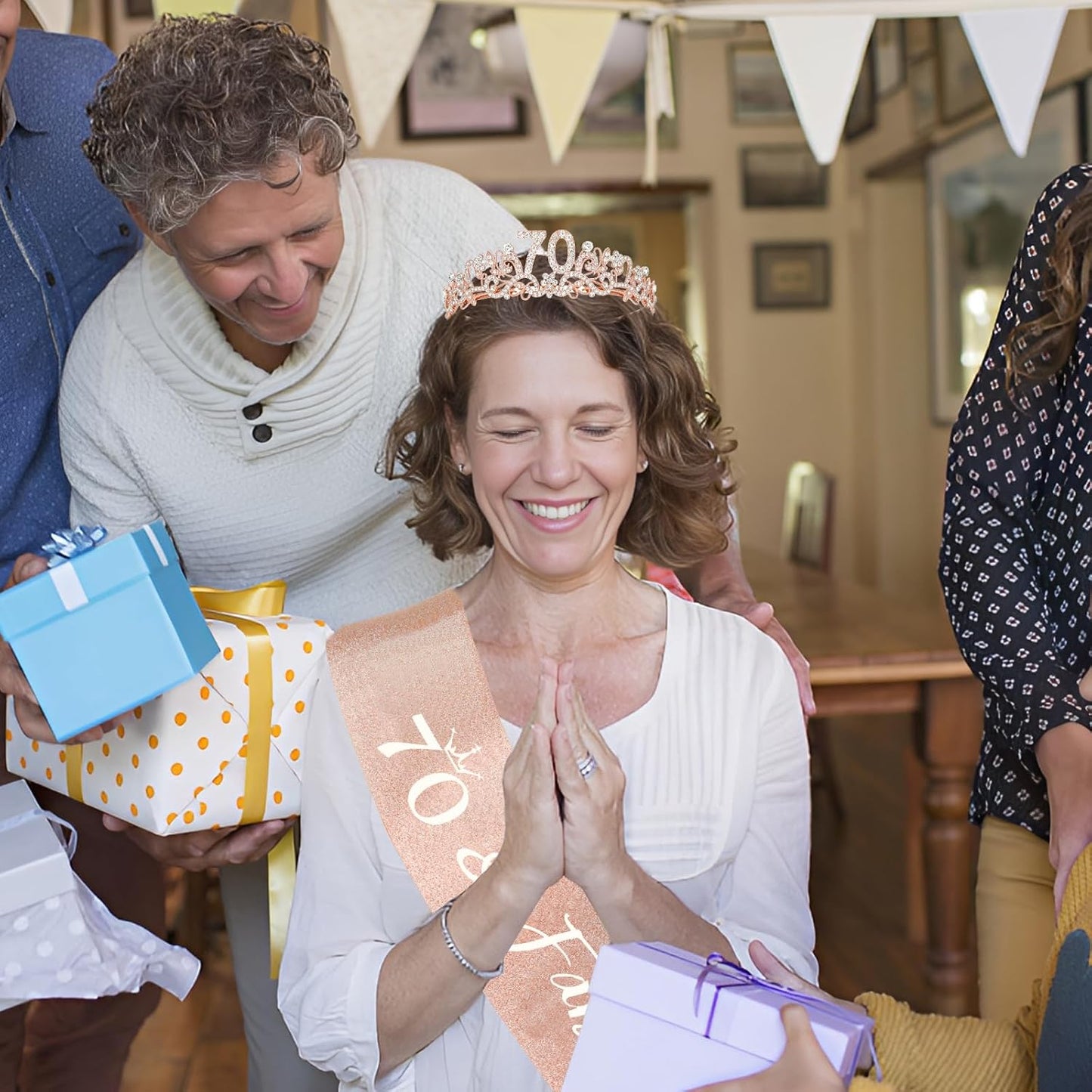 Semato 70th Birthday Decorations - 70th Birthday Sash and Crown Kit for Women Birthday Gifts for Women Party Supplies and Favors