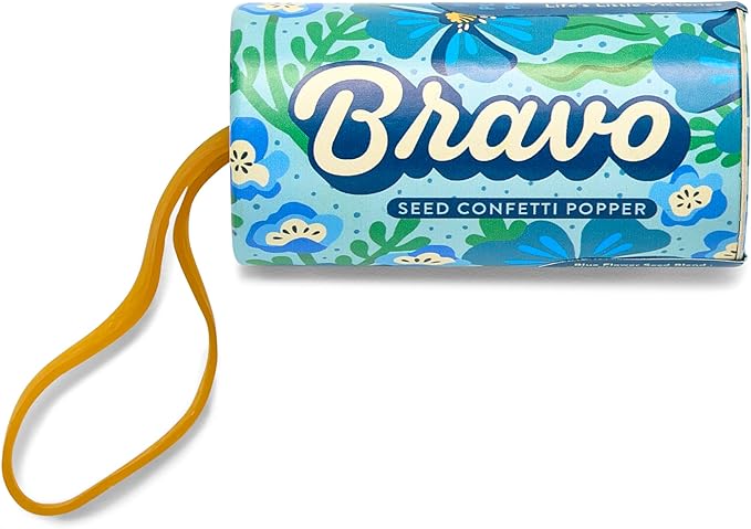 Modern Sprout Seed Confetti Poppers with Flower Seeds - Party Favors for Outdoor Wedding Birthday & Parties - Non-Toxic Plastic-Free & Pollinator Safe Plantable Seed Paper - Blue Bravo (Pack of 12)