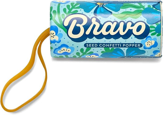 Modern Sprout Seed Confetti Poppers with Flower Seeds - Party Favors for Outdoor Wedding Birthday & Parties - Non-Toxic Plastic-Free & Pollinator Safe Plantable Seed Paper - Blue Bravo (Pack of 12)