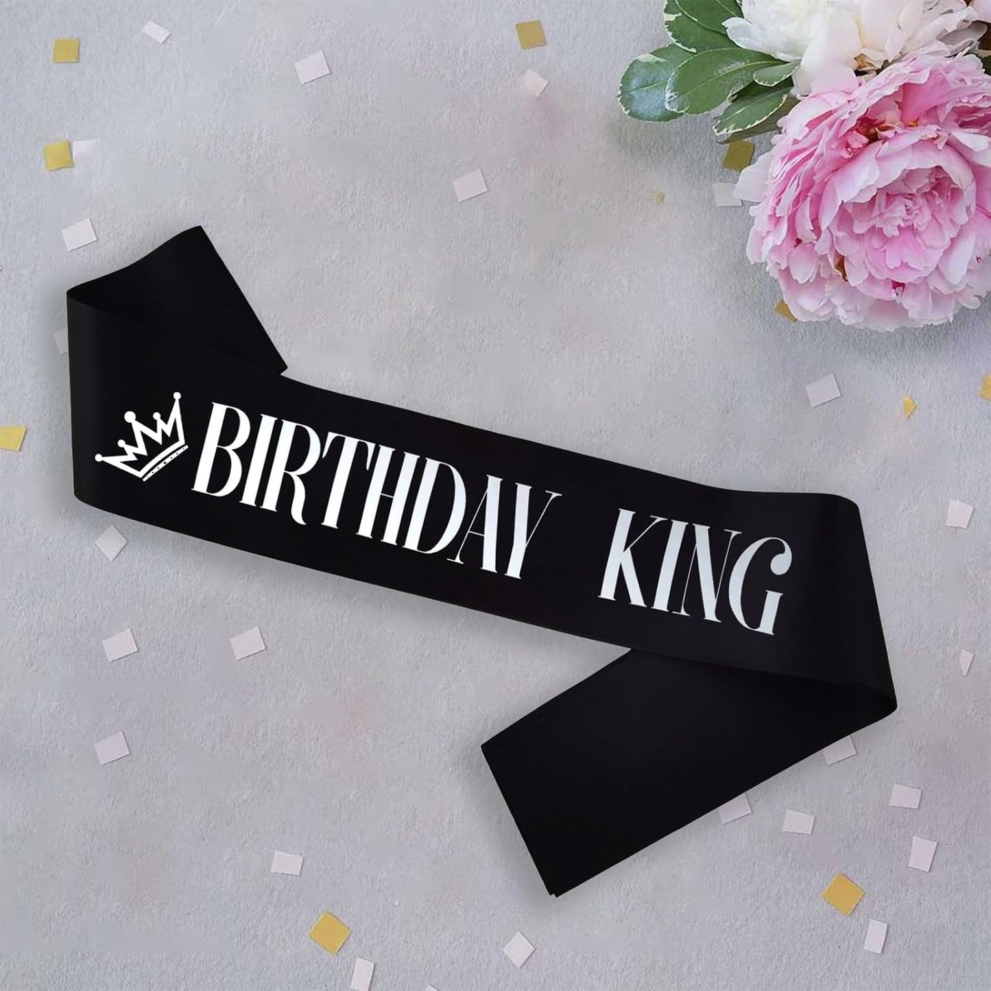 9PCS Birthday Squad Sashes for Men, Black Birthday King Sash Set for Funny 16th 18th 21st 30th 40th 50th 60th or Other Birthday Party Favors Decorations