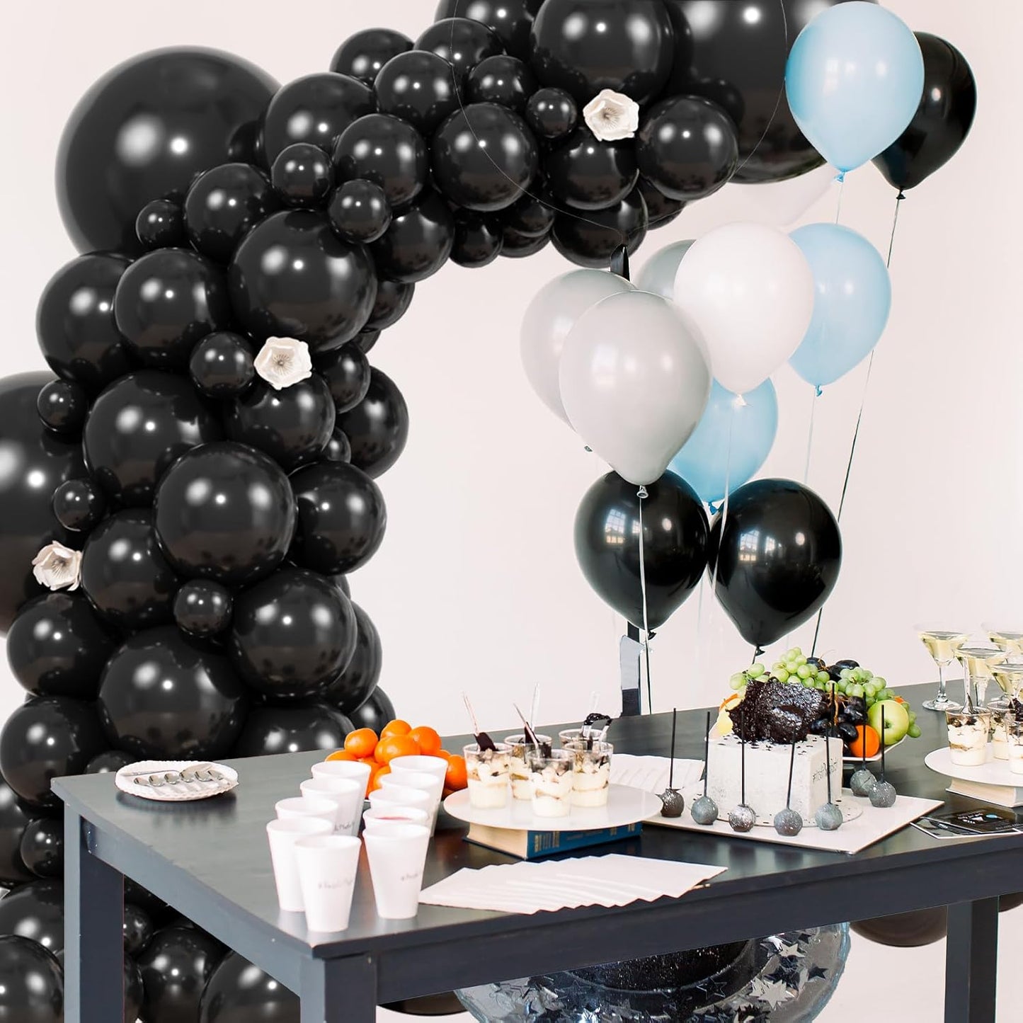 104pcs Black Balloons - 18/12/10/5 Inch Different size Black Latex Balloons Garland Arch for Birthday Wedding New Year's Eve Halloween Party Decoration