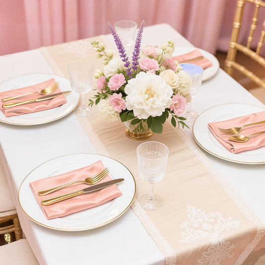 Bailarina 120 Pack Rose Gold Satin Napkins,17x17 Inches Wedding Napkins Square Soft Silky Table Napkins Bulk Decorative Elegant Cloth Napkin for Party Decoration, Banquet,Wedding,Graduation