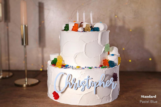 Custom Cake Name Sign | Acrylic Cake Name Plaque | Personalized Cake Name Plate Plaque | Cake Letters | Cake Decoration for Birthday BabyShower Wedding