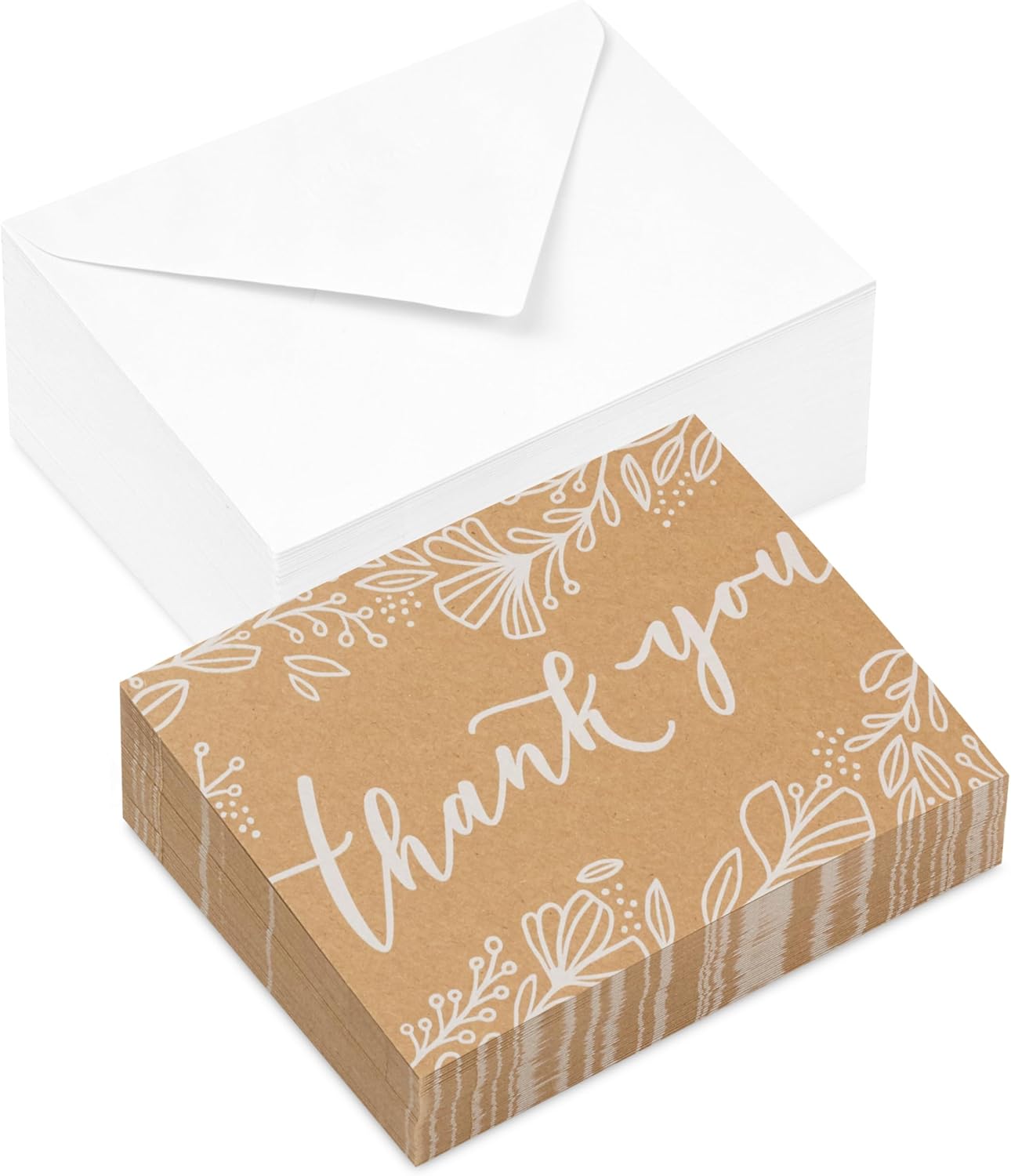 Hallmark Bulk Kraft Thank You Notes (100 Blank Cards with Envelopes) for Weddings, Engagement Parties, Bridal Showers