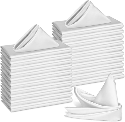Bailarina 80 Pack Silver Satin Napkins,17x17 Inches Wedding Napkins Square Soft Silky Table Napkins Bulk Decorative Elegant Cloth Napkin for Party Decoration, Banquet,Wedding,Graduation