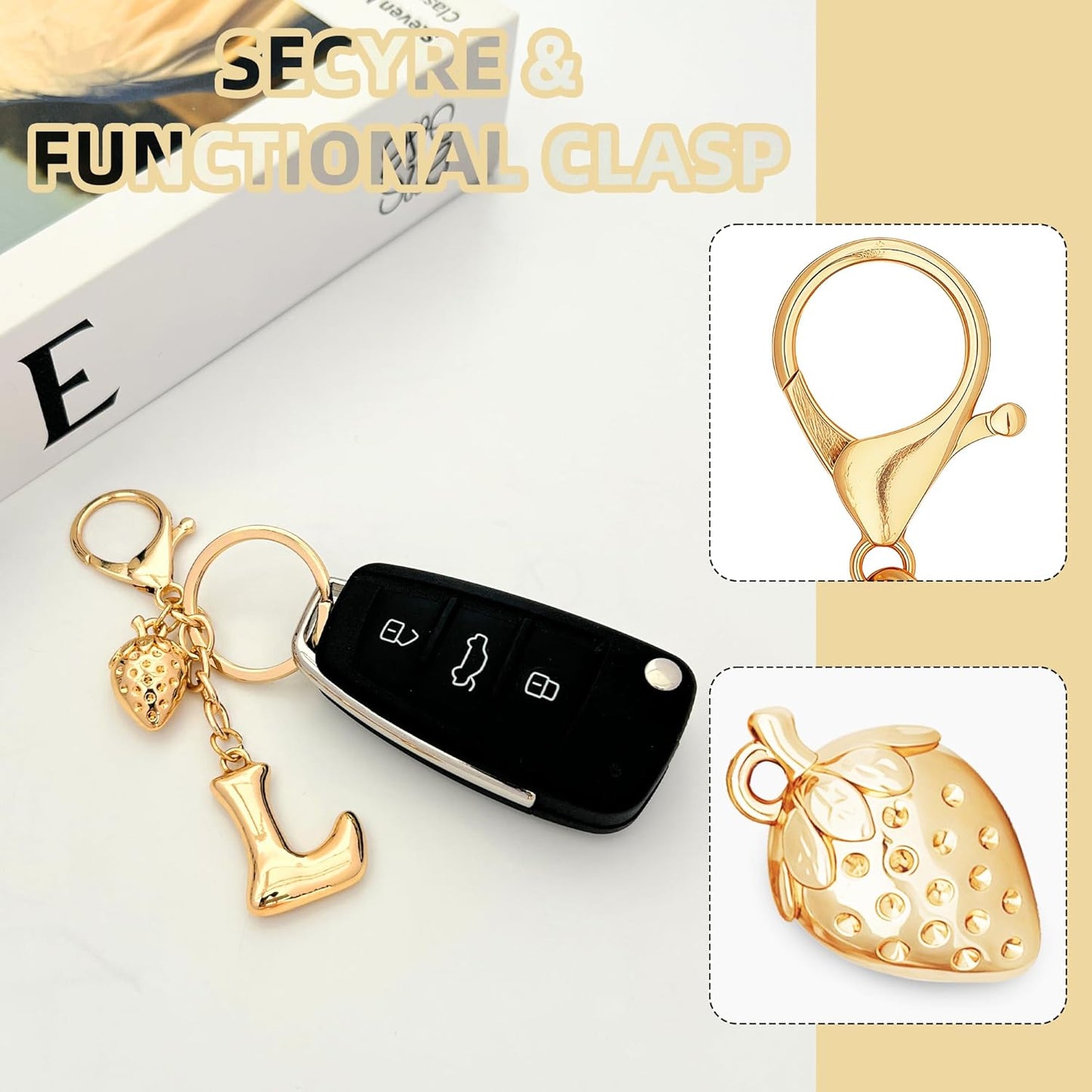 Gold Bubble Heart Initial Bag Charms for Handbags – Cute Initial Letter Keychain for Women, Purse Charms, Gold Gift
