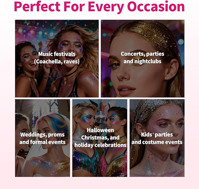 SEVICH Glitter Stick Blue for Face Body Hair,Skin Safe Waterproof Sparkle with No Glue Needed,Easy to Apply and Remove for Parties Festivals Makeup,15g