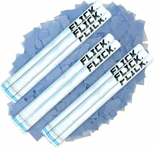 Ultimate Confetti - 8 Pack Baby Blue Confetti Wands - Handheld 14" Biodegradable Tissue Paper Confetti Flick Flutter Sticks For Wedding, Birthday, Parties & Live Events - 2 Handfuls, 1.5 oz Each Stick