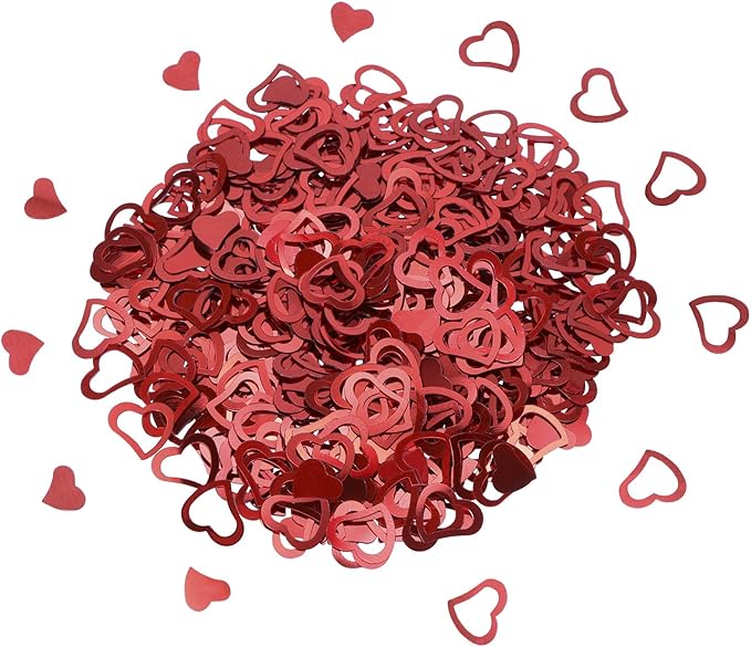 ONLYKXY 1200Pcs Love Heart Shaped Confetti, Table Wedding Decoration, Glitter Confetti for Wedding Party (Red)